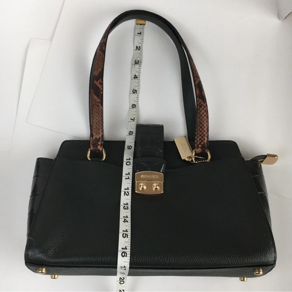 Coach Avary Carryall Embossed Leather Satchel Bag Purse Ivy Green - Picture 5 of 16